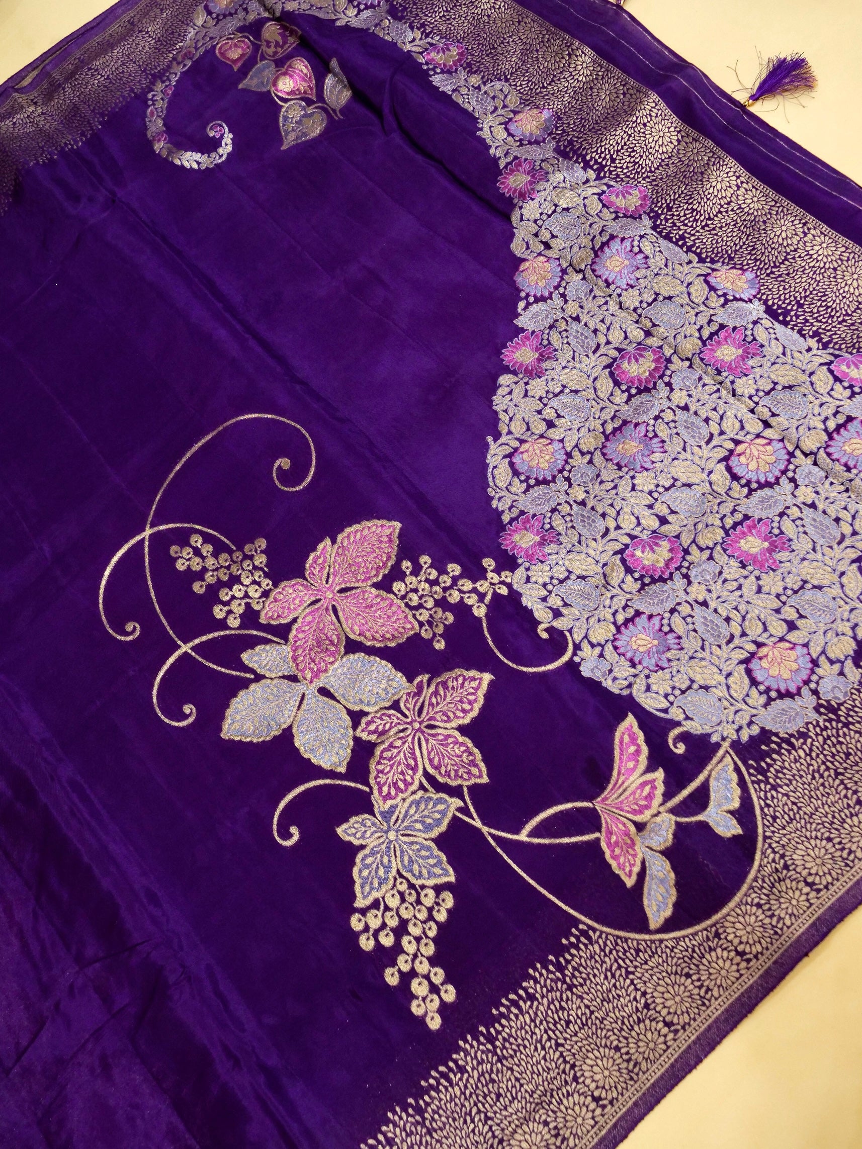 Purple Banarasi silk saree