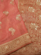 Peach Pink Banarasi Viscose Silk Saree