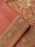 Peach Pink Banarasi Viscose Silk Saree