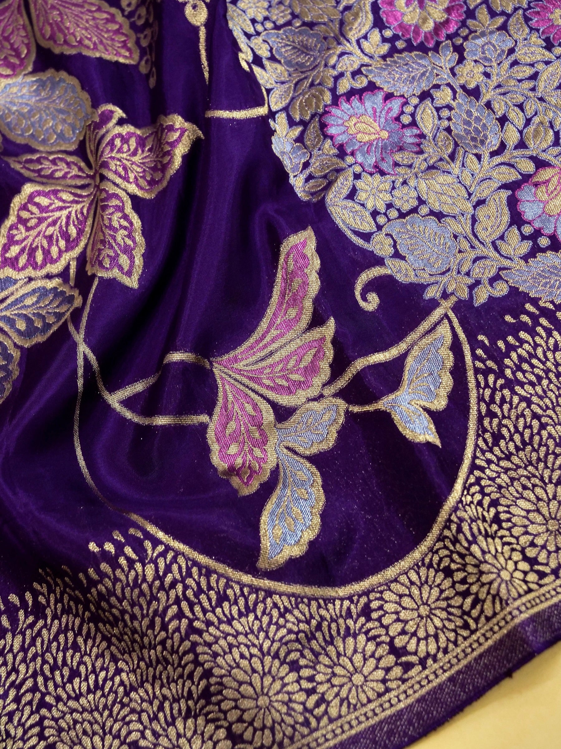 Purple Banarasi silk saree