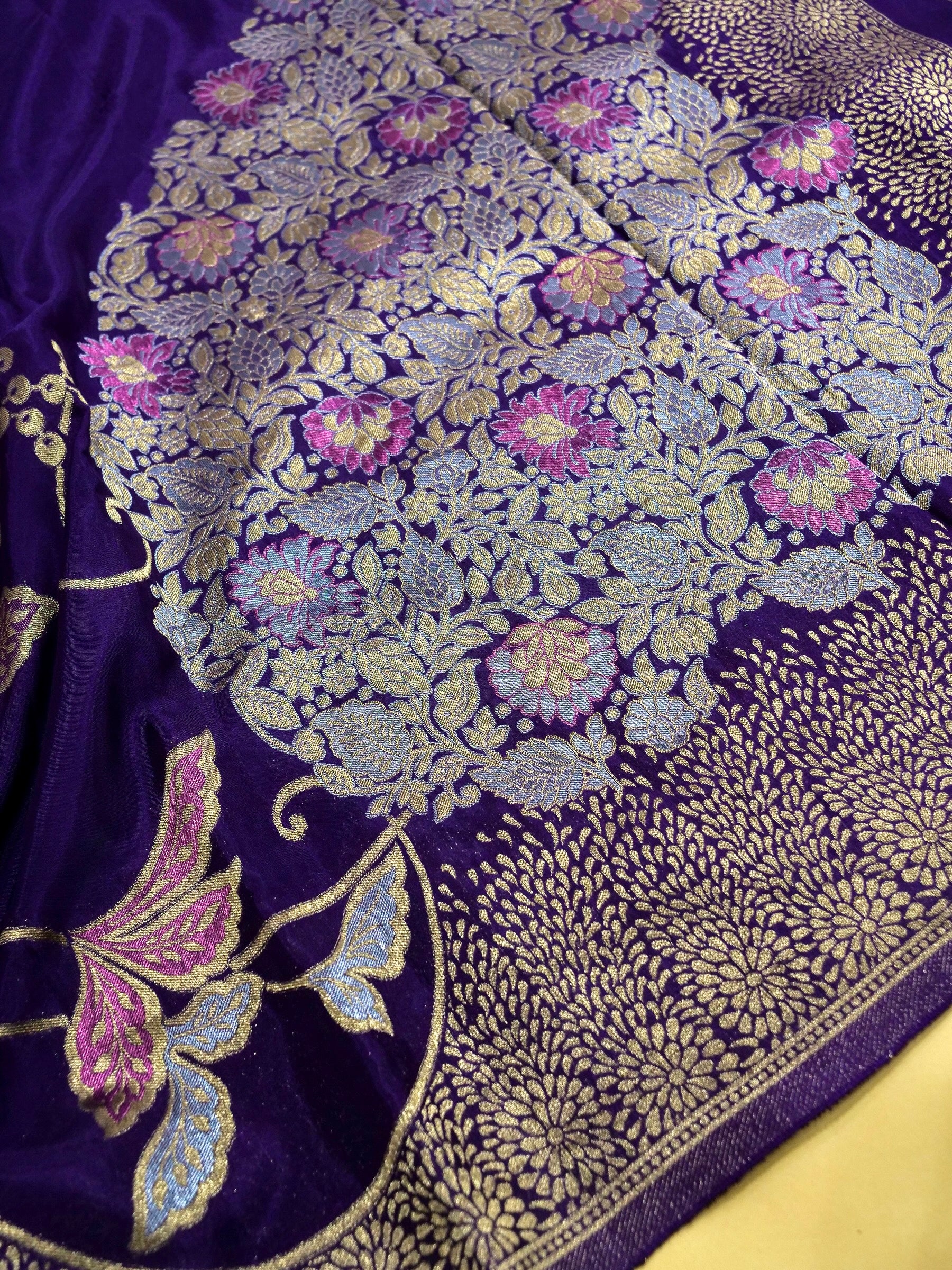 Purple Banarasi silk saree