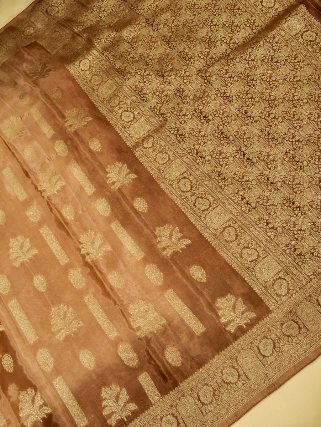 caramel gold Banarasi Viscose Silk Saree