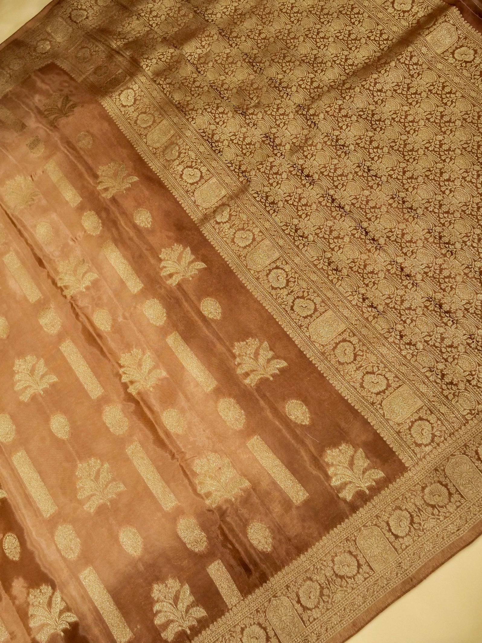 caramel gold Banarasi Viscose Silk Saree