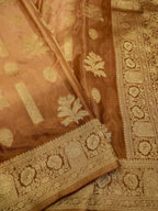 caramel gold Banarasi Viscose Silk Saree