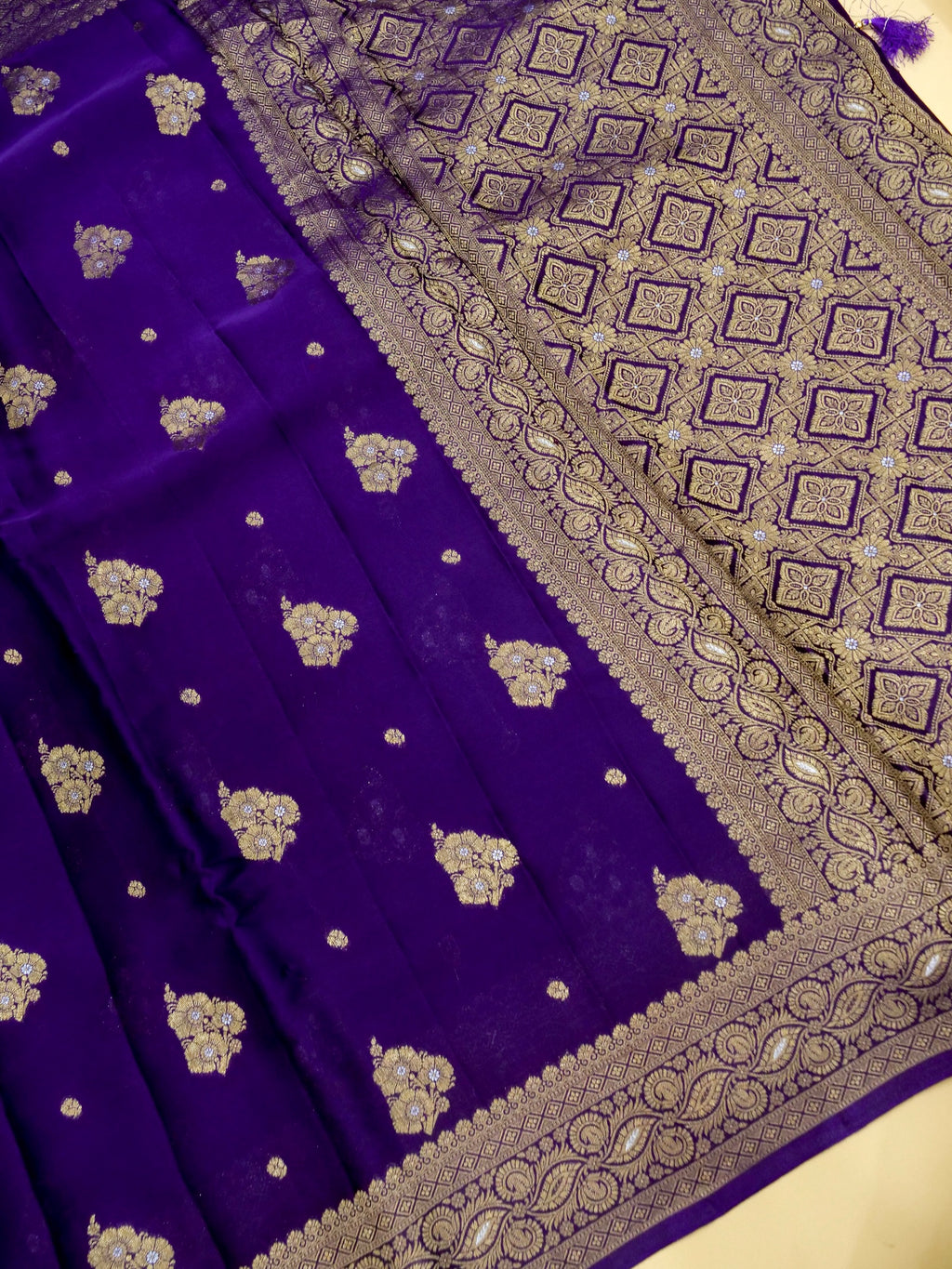 Deep Purple Banarasi Viscose Organza Satin Silk Saree