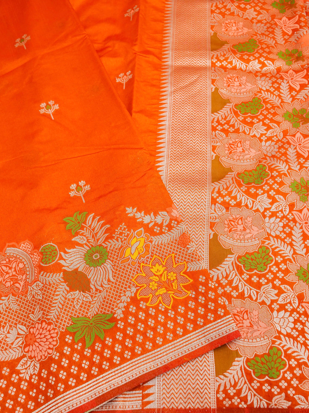 Orange Banarasi Art Dupion Saree