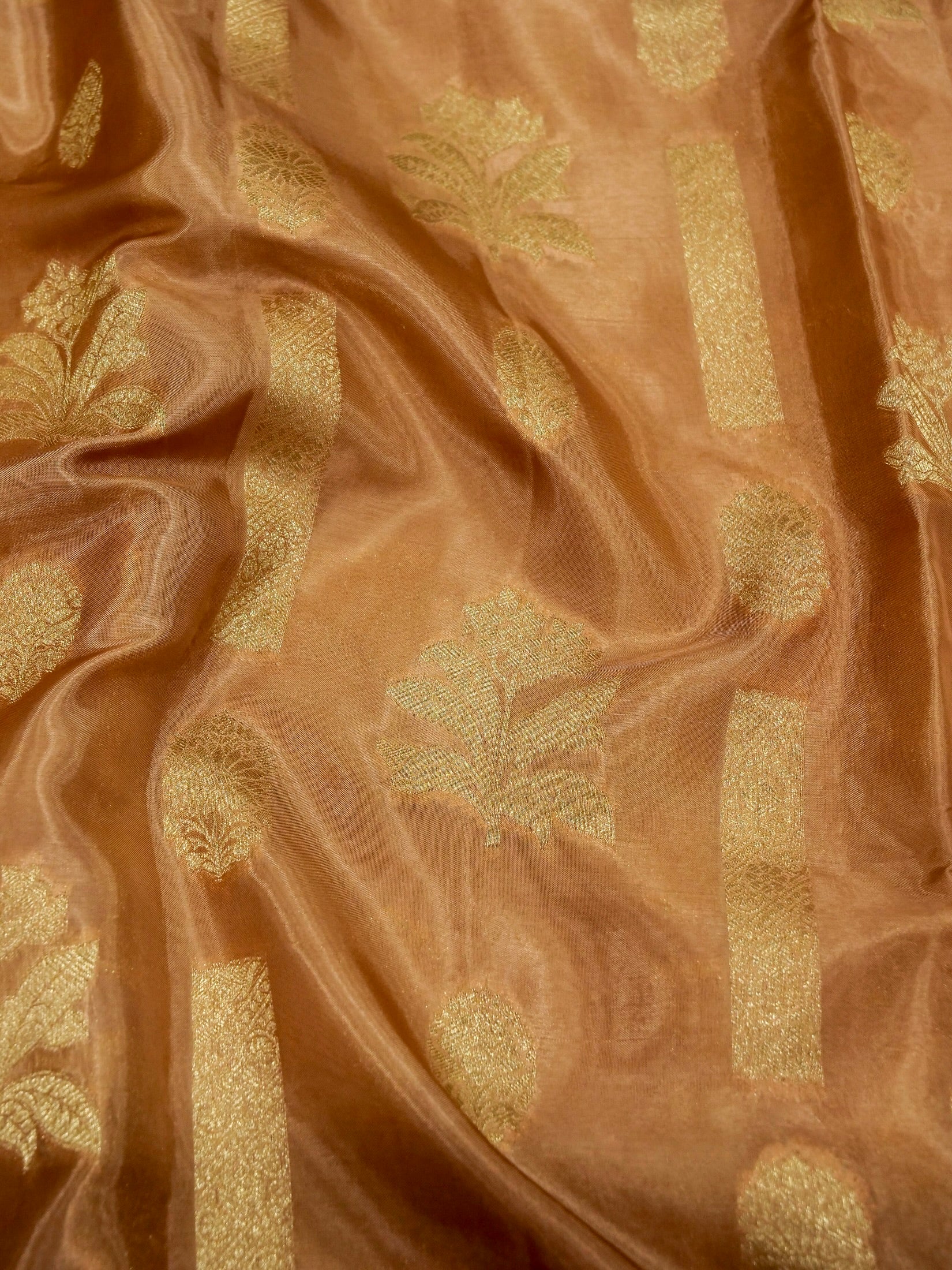 caramel gold Banarasi Viscose Silk Saree