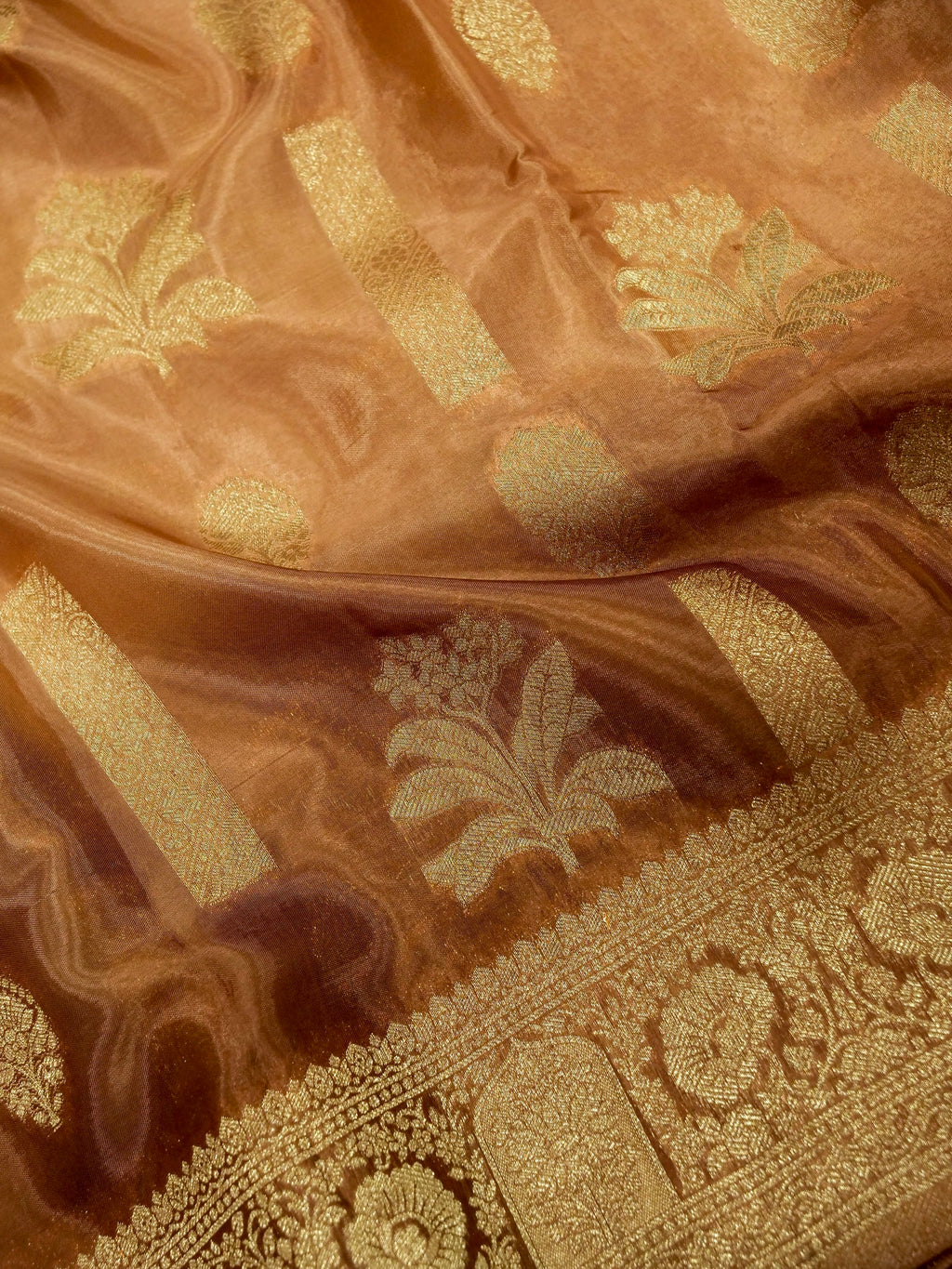 caramel gold Banarasi Viscose Silk Saree