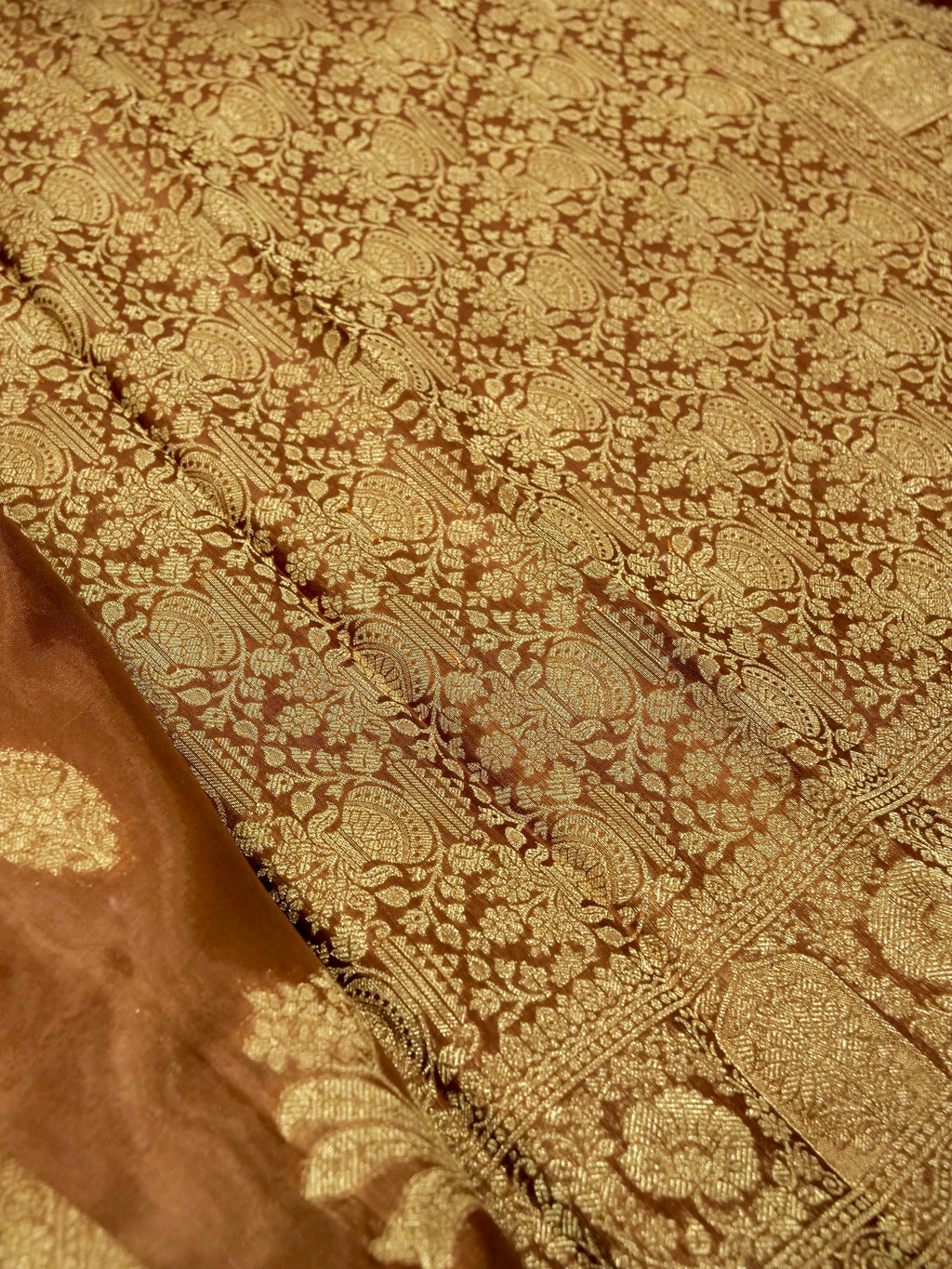 caramel gold Banarasi Viscose Silk Saree