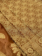 caramel gold Banarasi Viscose Silk Saree