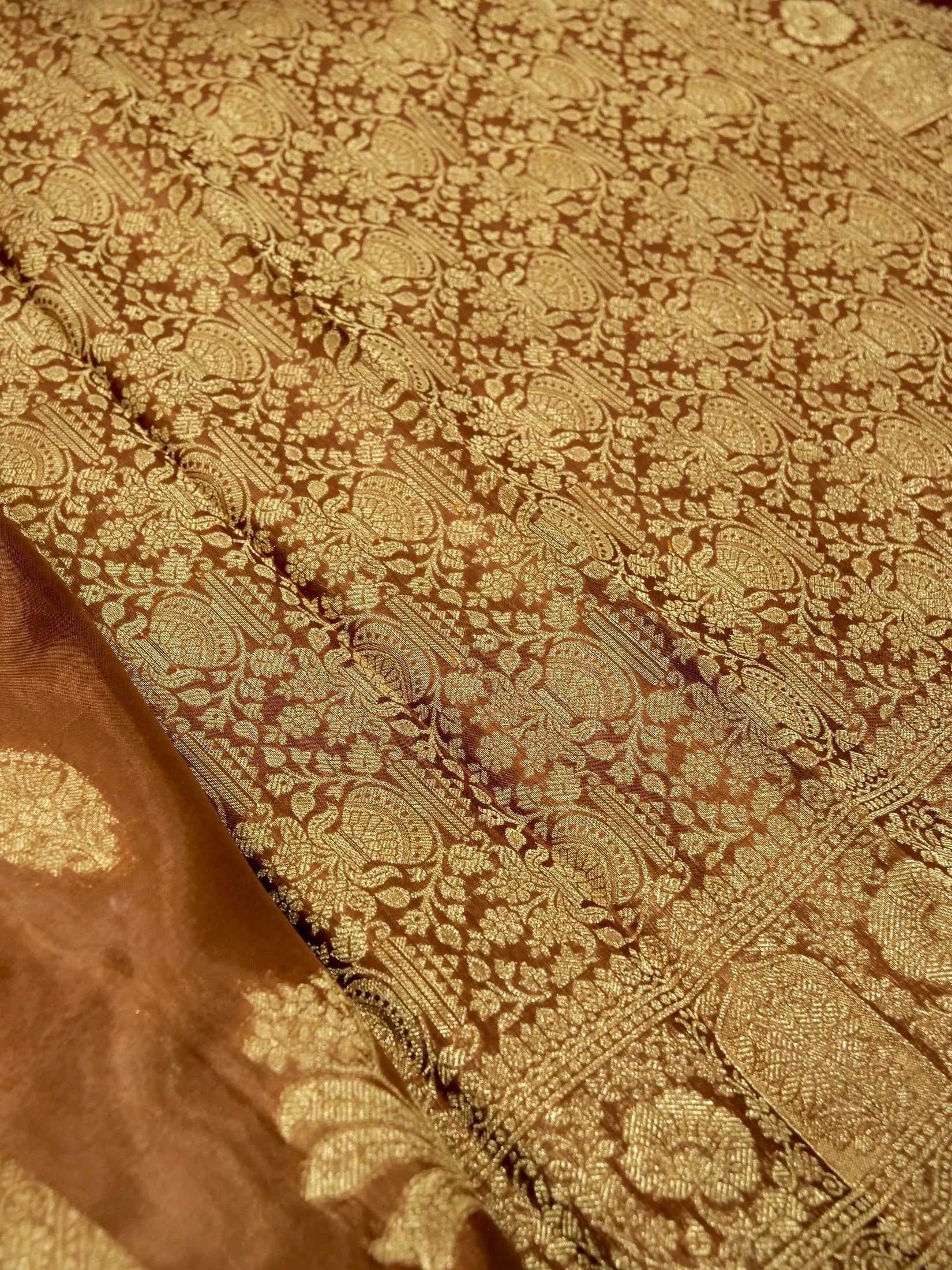 caramel gold Banarasi Viscose Silk Saree