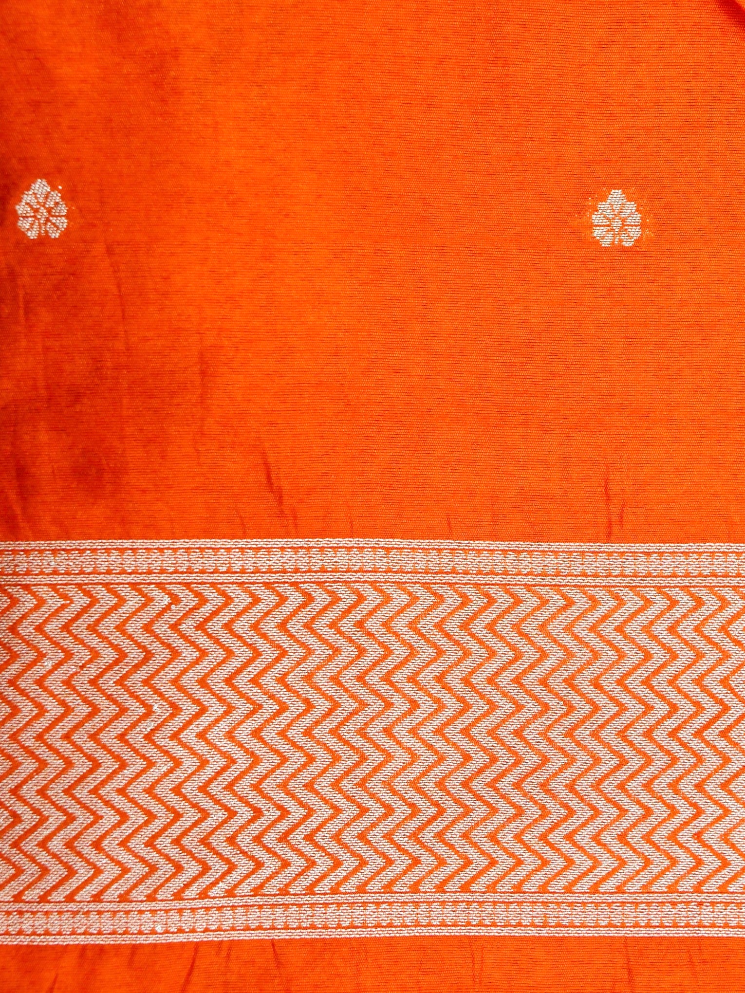 Orange Banarasi silk saree