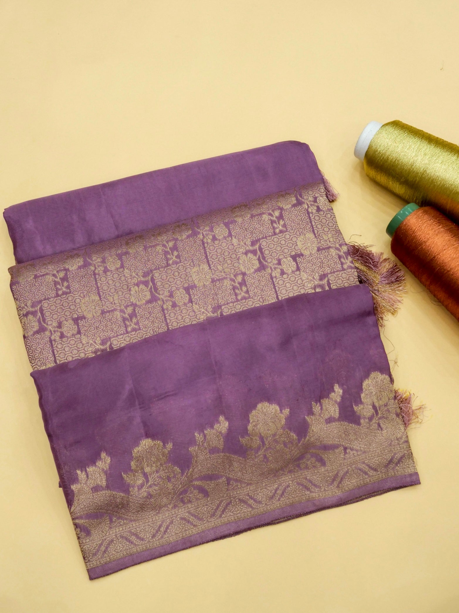 Lavender Banarasi Viscose Silk Saree