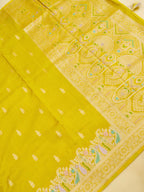 Mustard Yellow Banarasi Viscose Dola Silk Saree