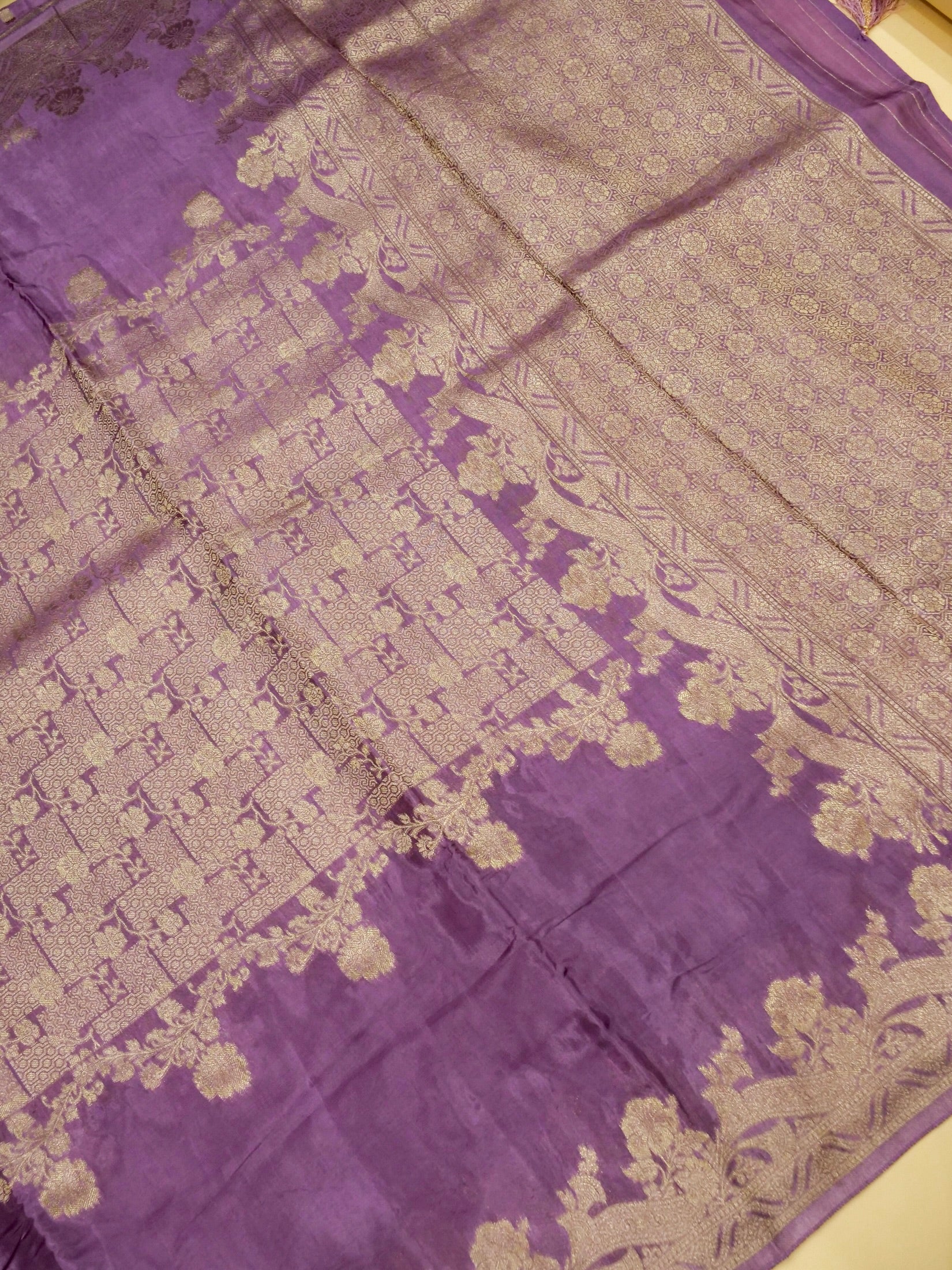 Lavender Banarasi Viscose Silk Saree