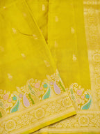 Mustard Yellow Banarasi Viscose Dola Silk Saree