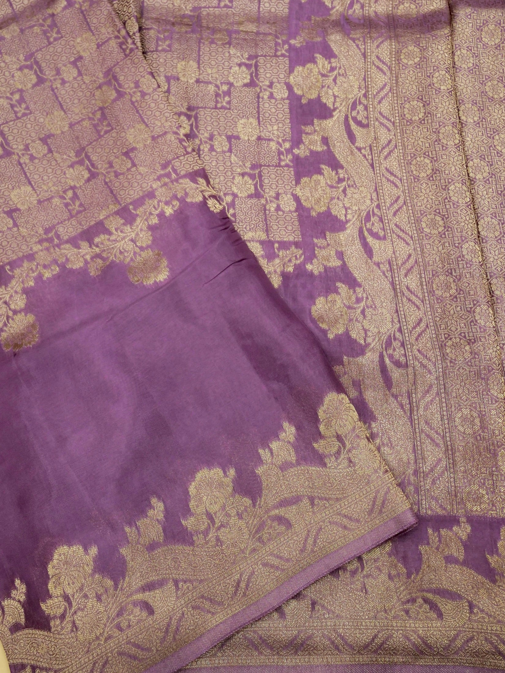 Lavender Banarasi Viscose Silk Saree