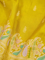 Mustard Yellow Banarasi Viscose Dola Silk Saree