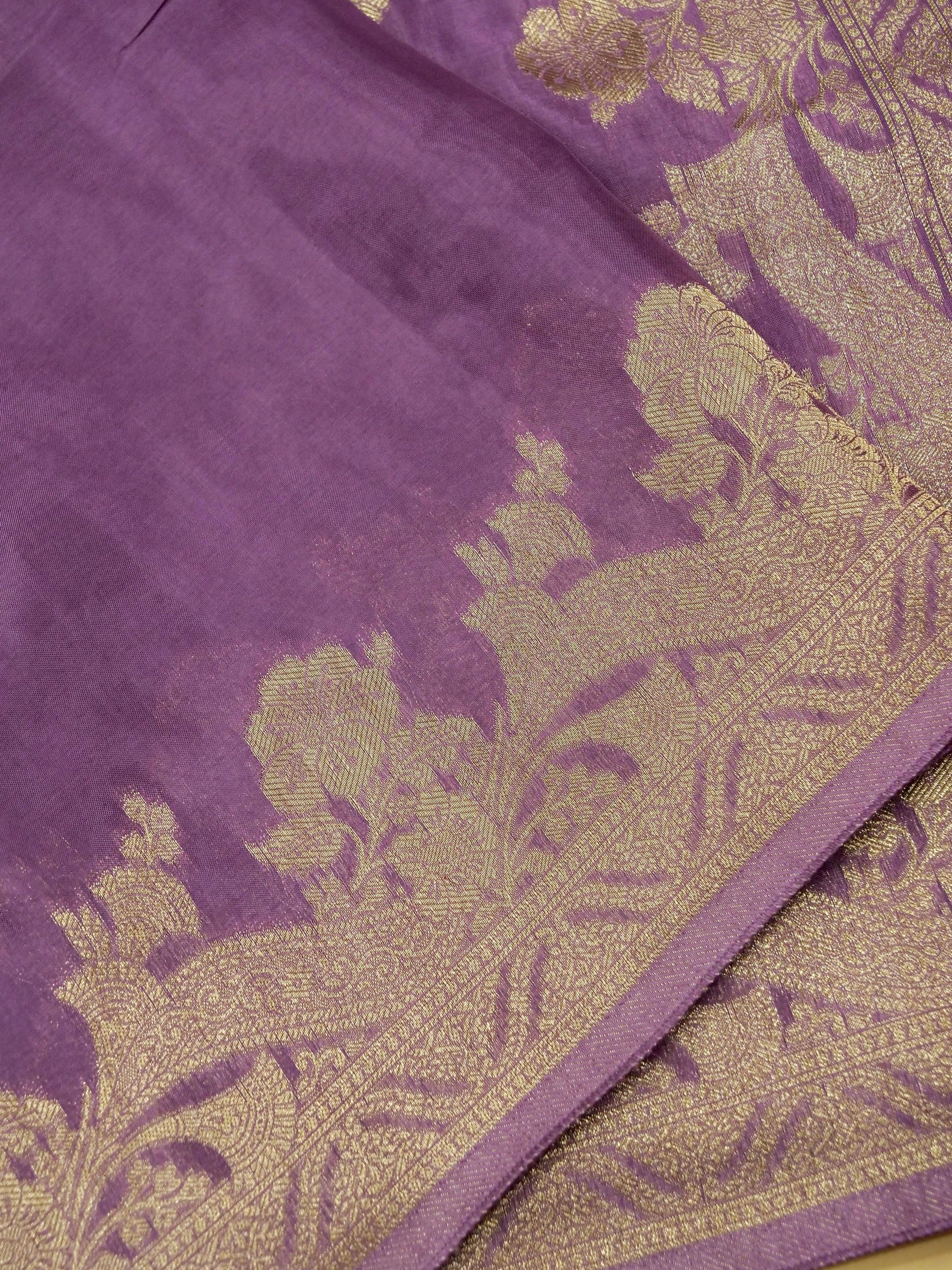 Lavender Banarasi Viscose Silk Saree