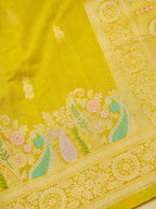 Mustard Yellow Banarasi Viscose Dola Silk Saree
