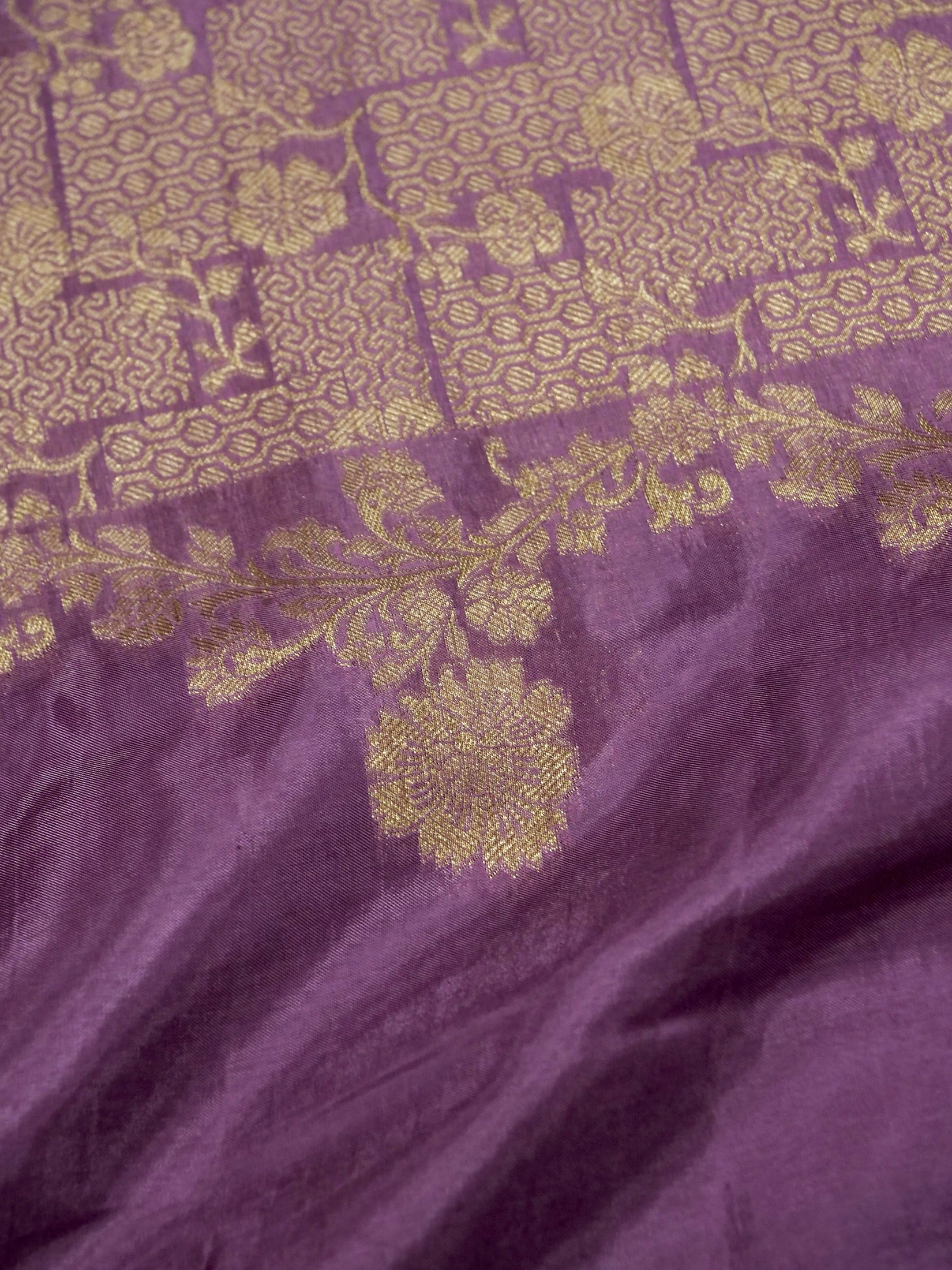 Lavender Banarasi Viscose Silk Saree