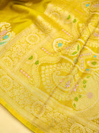 Mustard Yellow Banarasi Viscose Dola Silk Saree