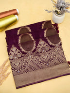 Deep Wine Banarasi Viscose Saree