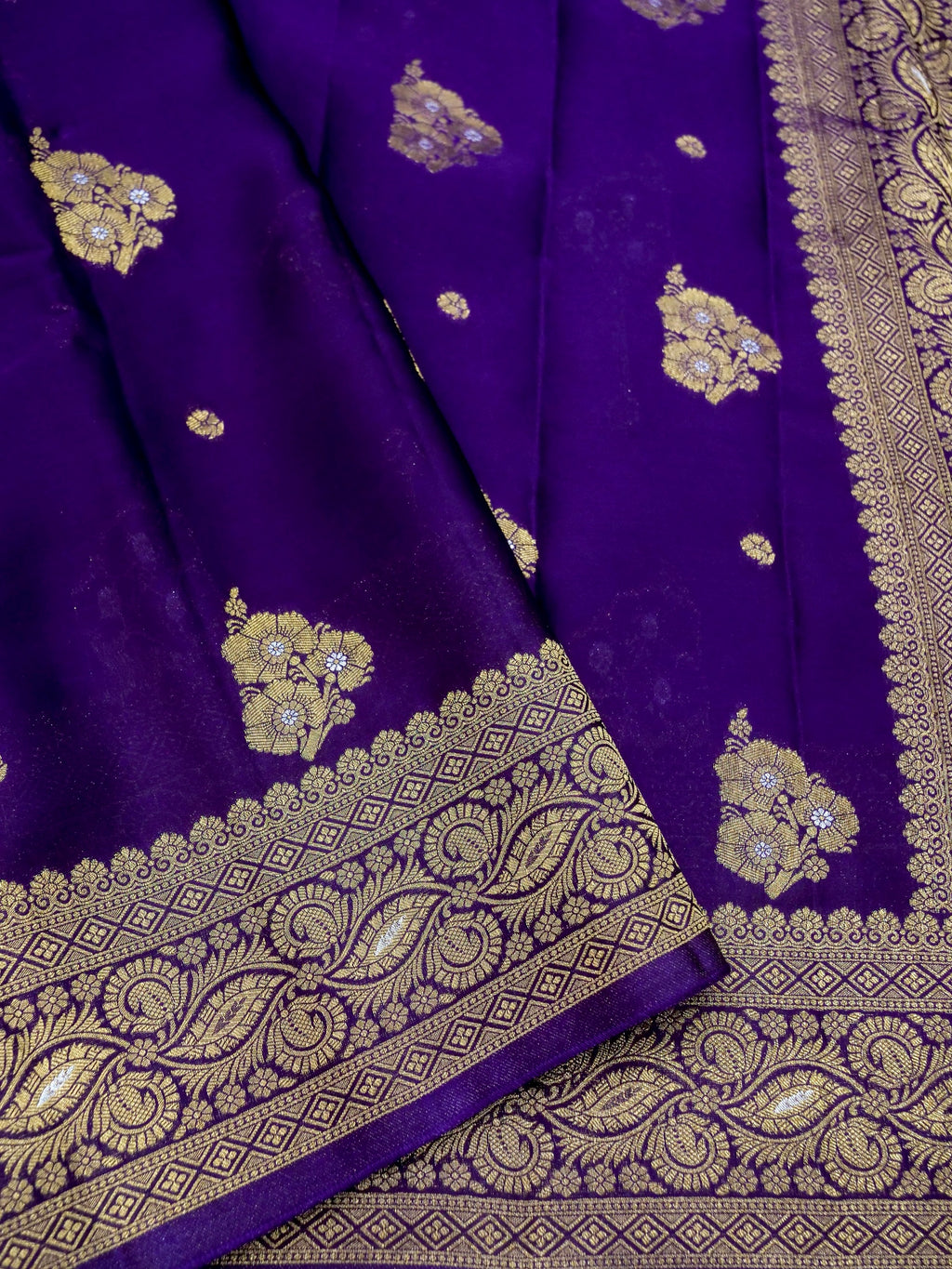 Deep Purple Banarasi Viscose Organza Satin Silk Saree