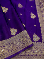 Deep Purple Banarasi Viscose Organza Satin Silk Saree