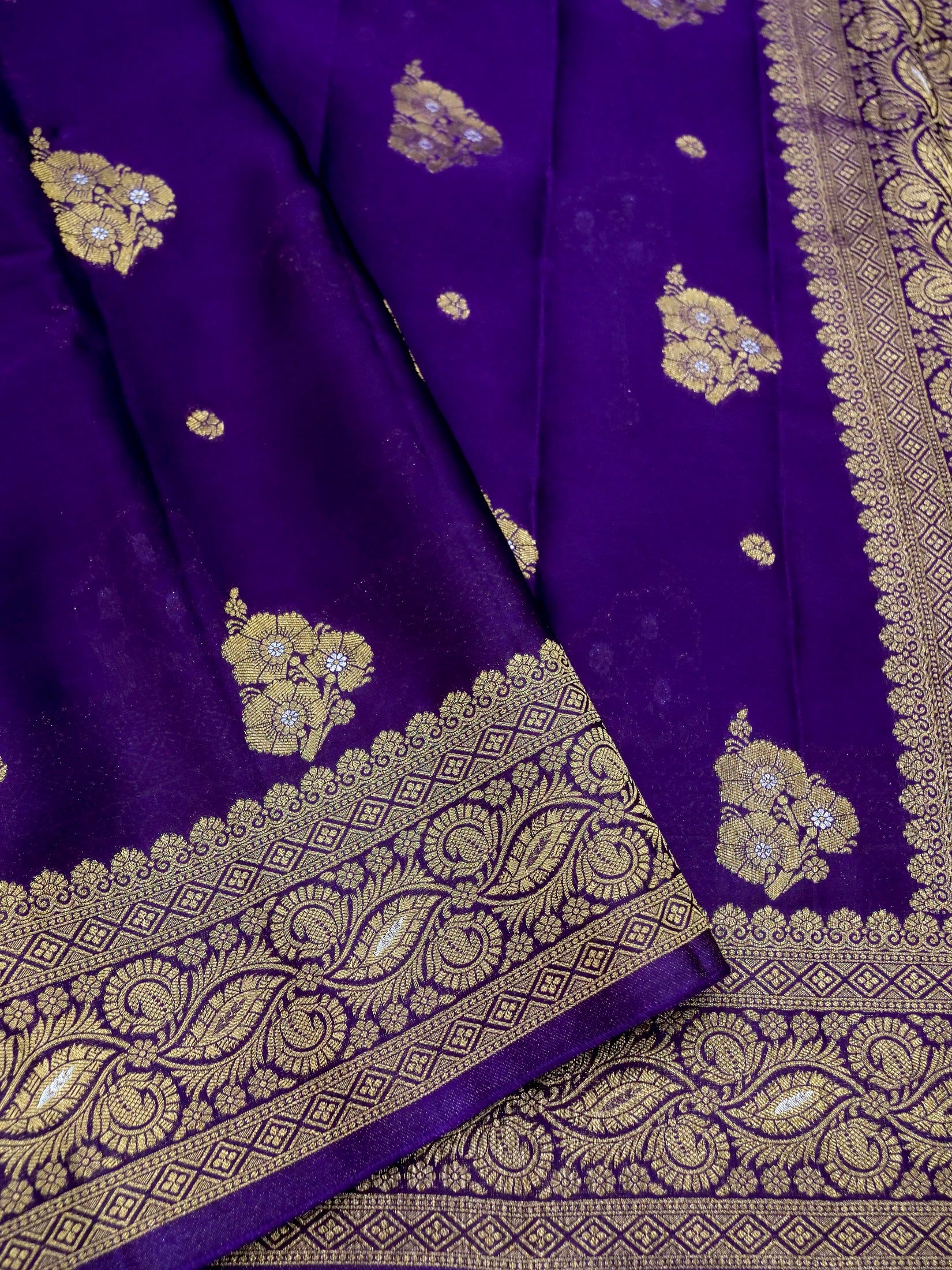 Deep Purple Banarasi Viscose Organza Satin Silk Saree