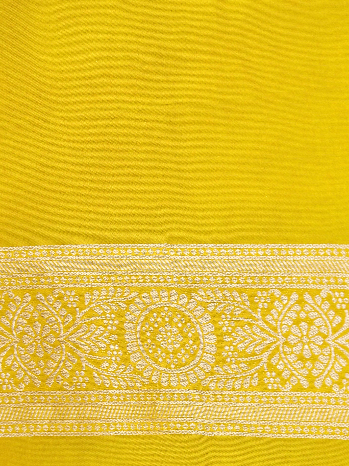 Mustard Yellow Banarasi Viscose Dola Silk Saree