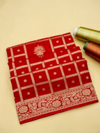 Ruby Red Banarasi Viscose Dola Silk Saree