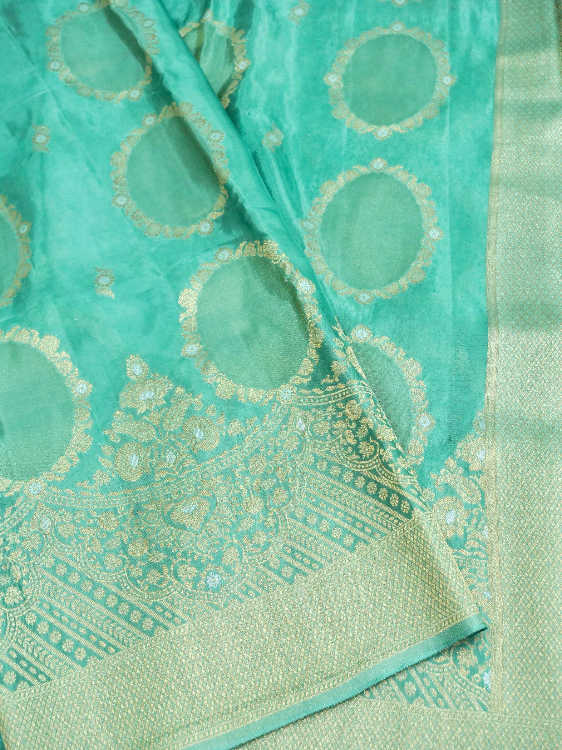 Sea Green Banarasi silk saree