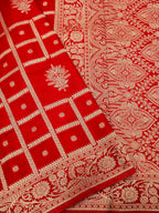 Ruby Red Banarasi Viscose Dola Silk Saree