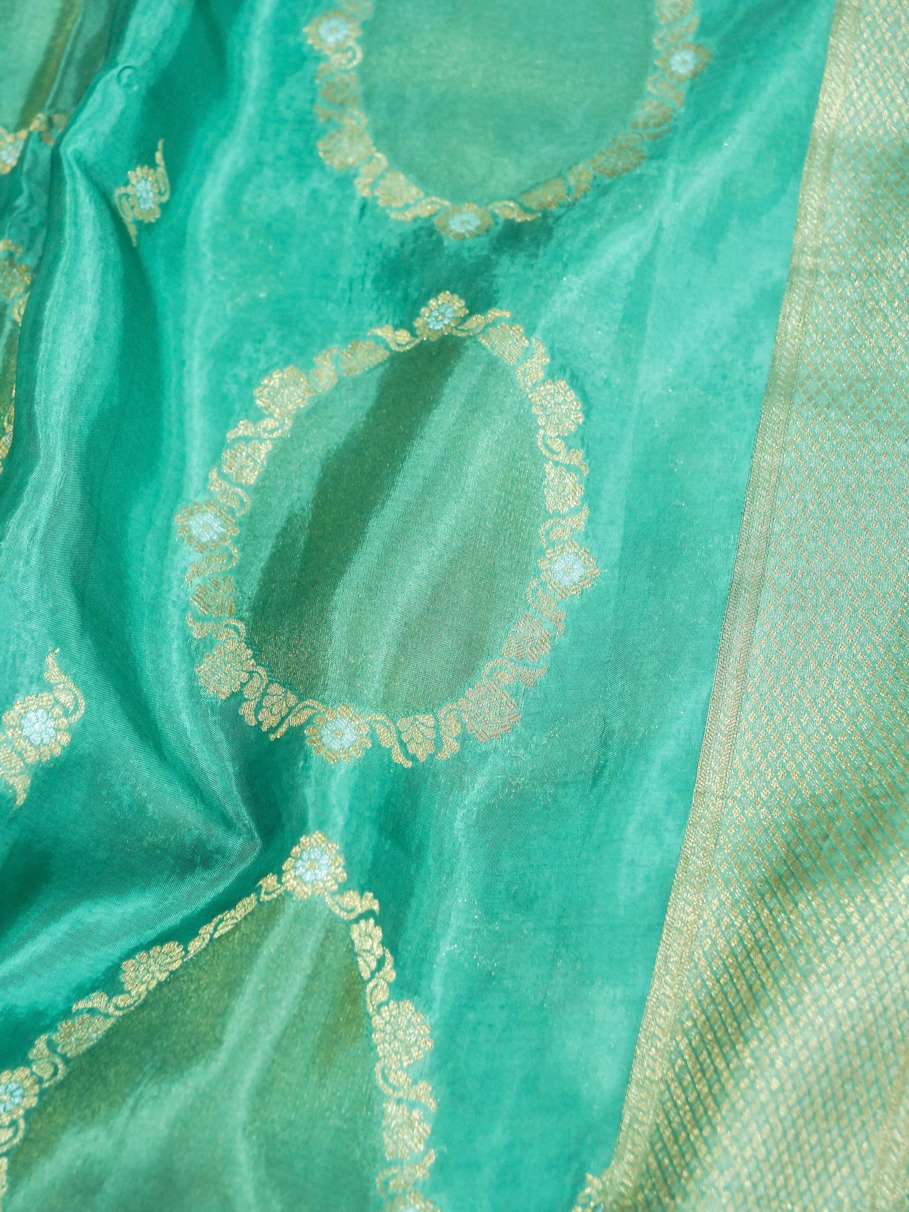 Sea Green Banarasi silk saree