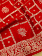 Ruby Red Banarasi Viscose Dola Silk Saree