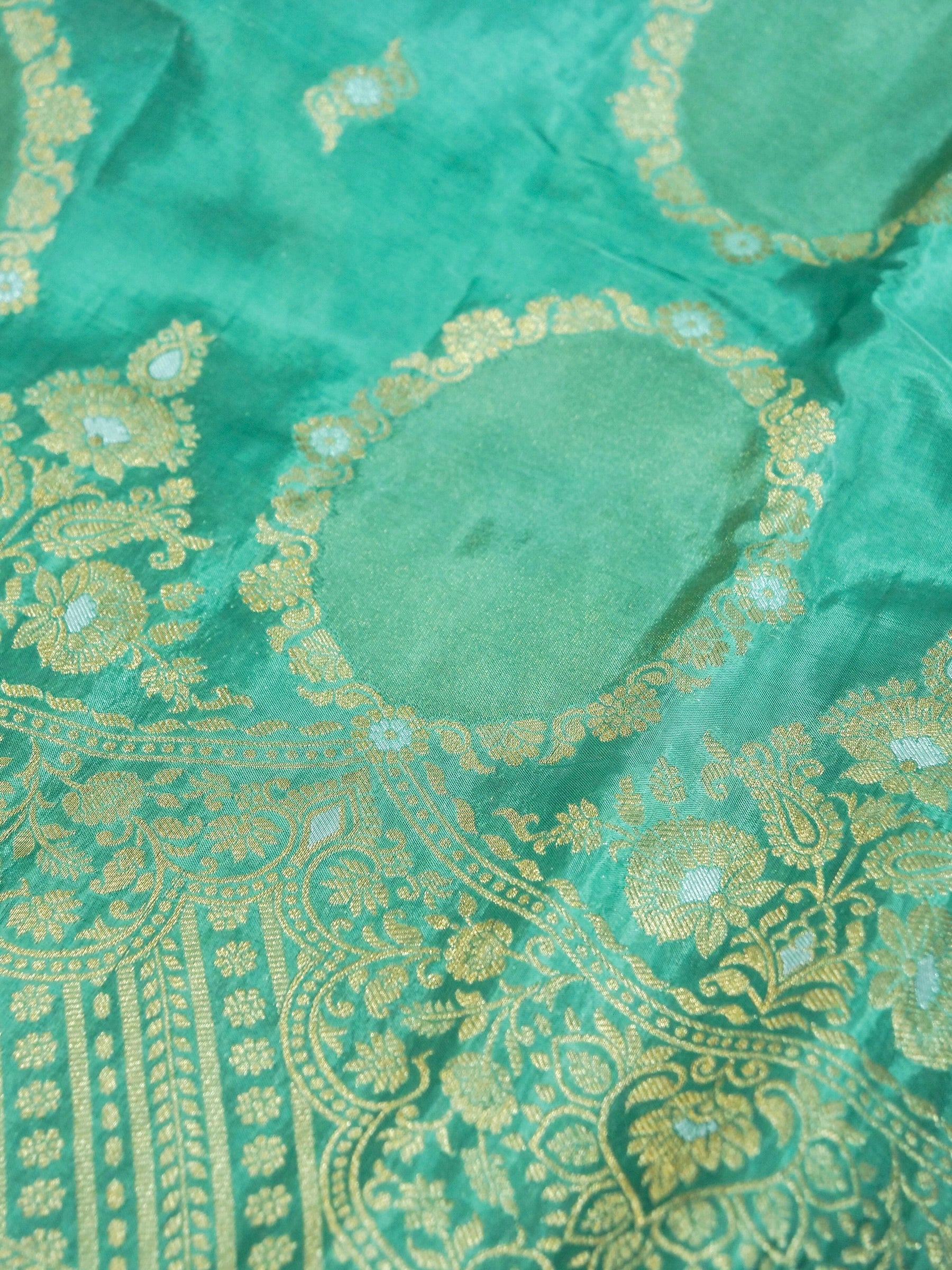 Sea Green Banarasi silk saree