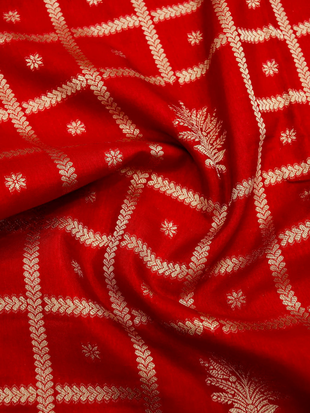 Ruby Red Banarasi Viscose Dola Silk Saree