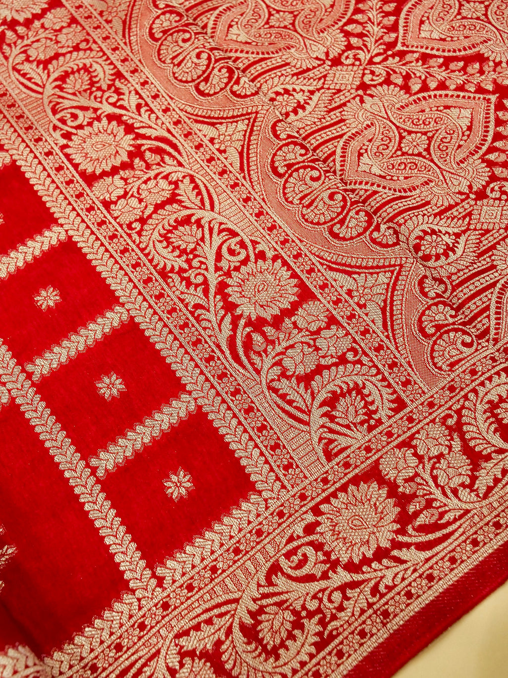 Ruby Red Banarasi Viscose Dola Silk Saree