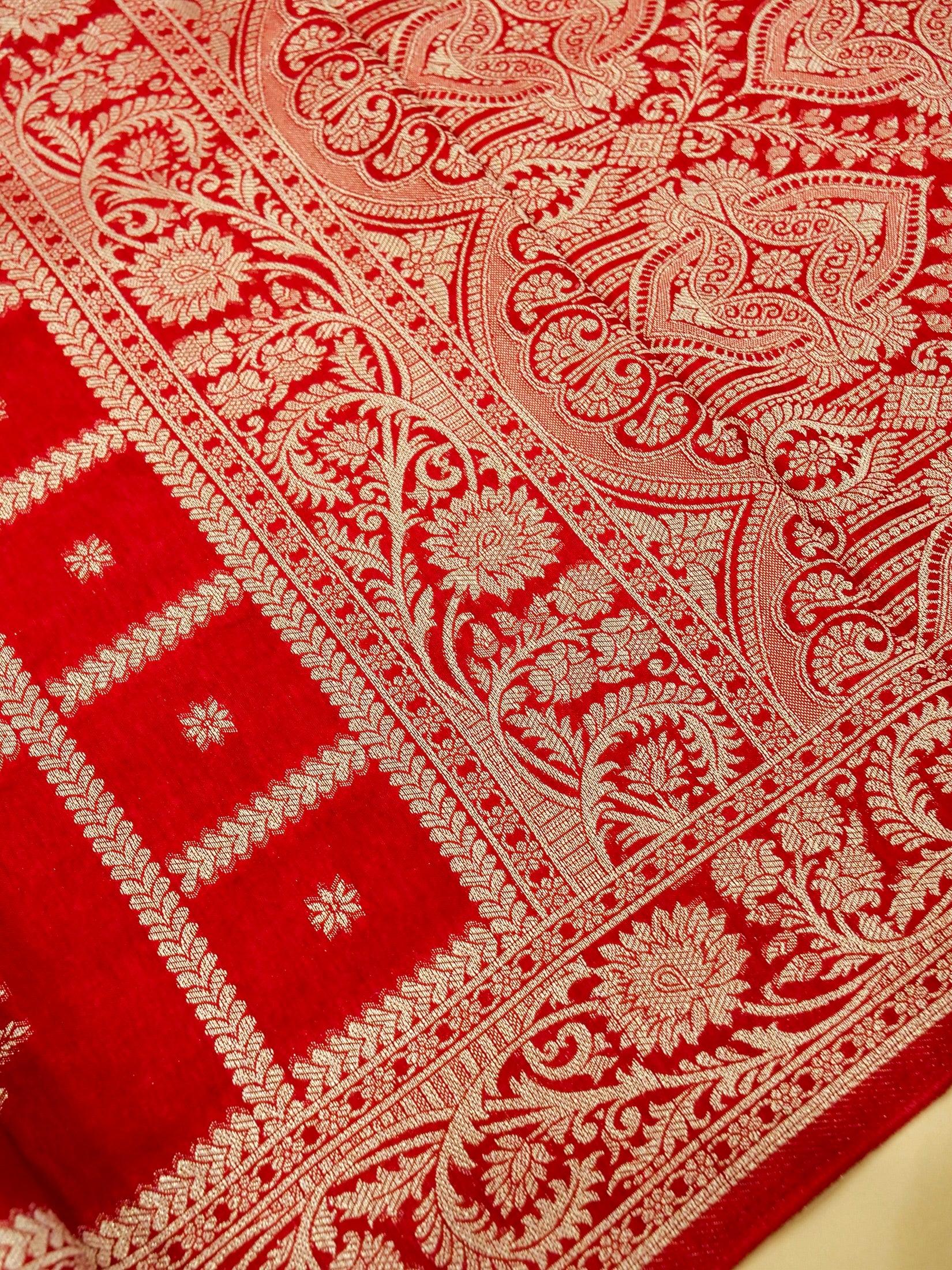 Ruby Red Banarasi Viscose Dola Silk Saree