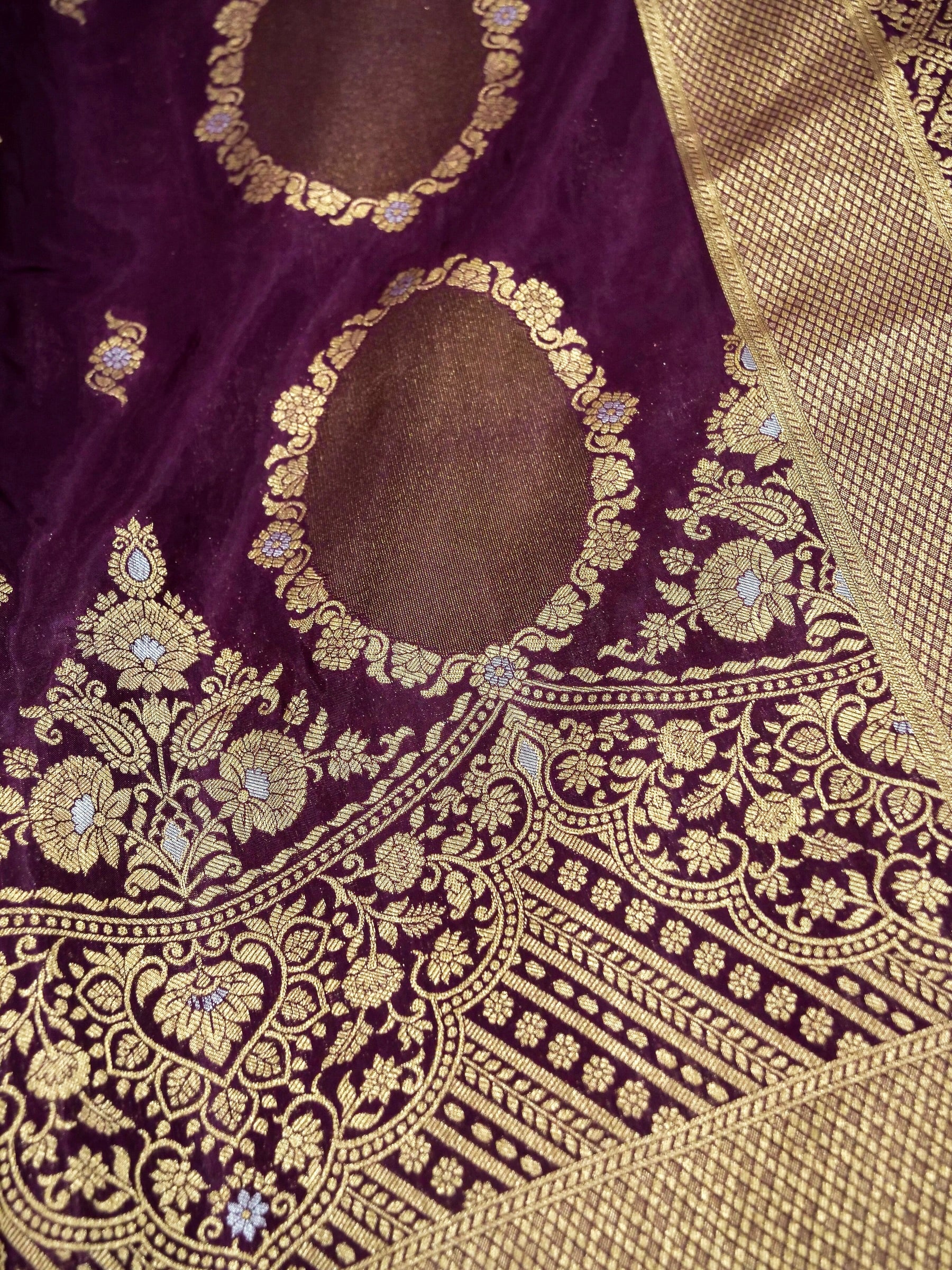 Wine Purple Banarasi silk saree