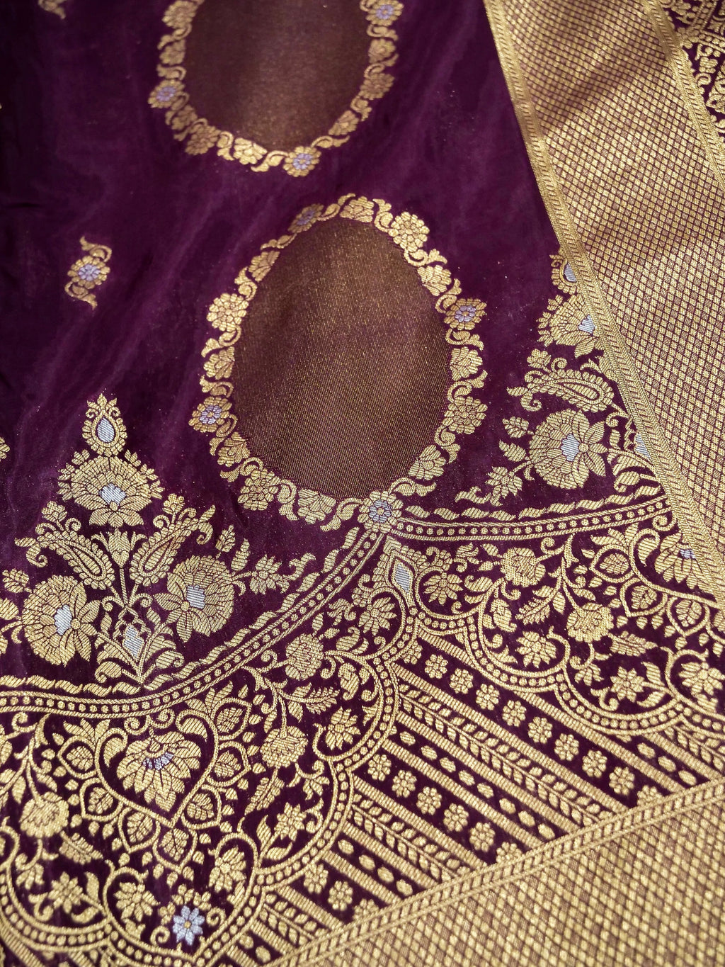 Deep Wine Banarasi Viscose Saree