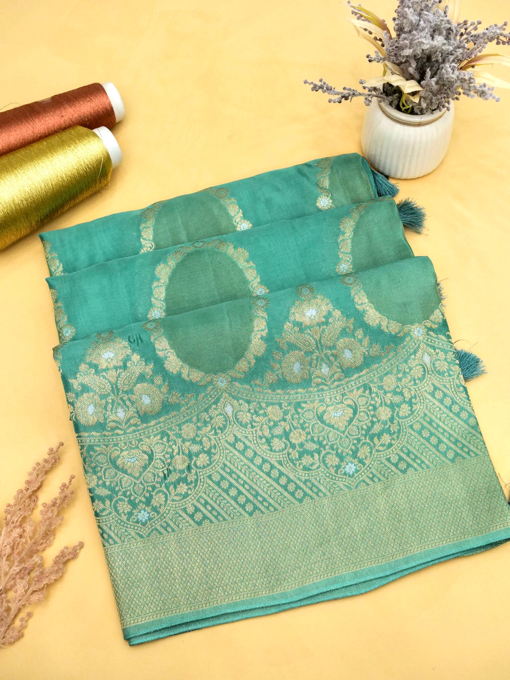 Sea Green Banarasi Viscose Saree