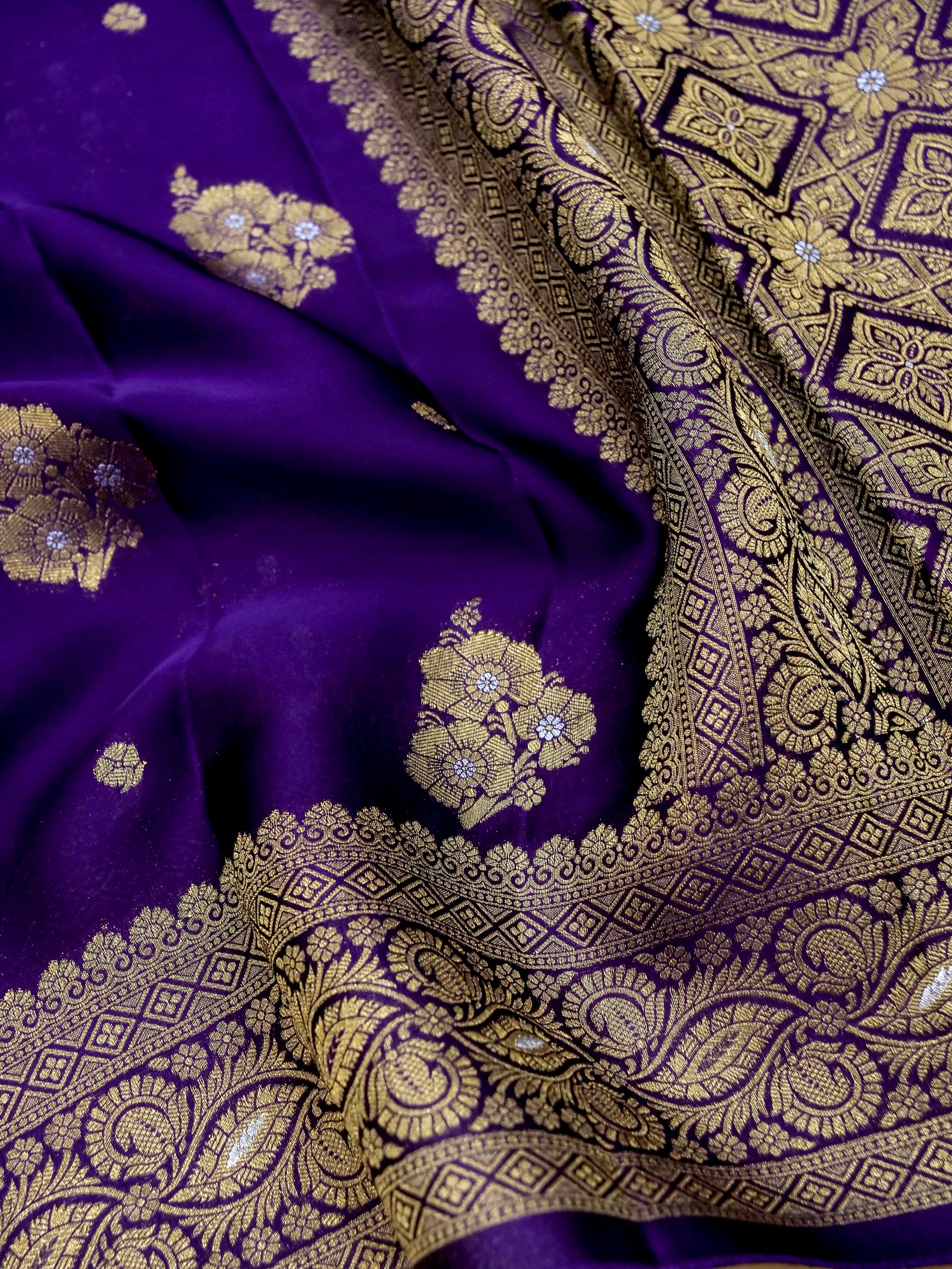 Deep Purple Banarasi Viscose Organza Satin Silk Saree