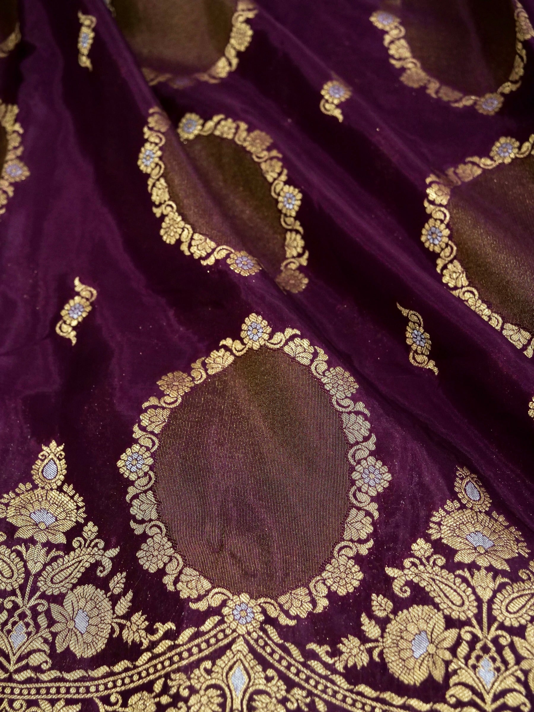 Wine Purple Banarasi silk saree
