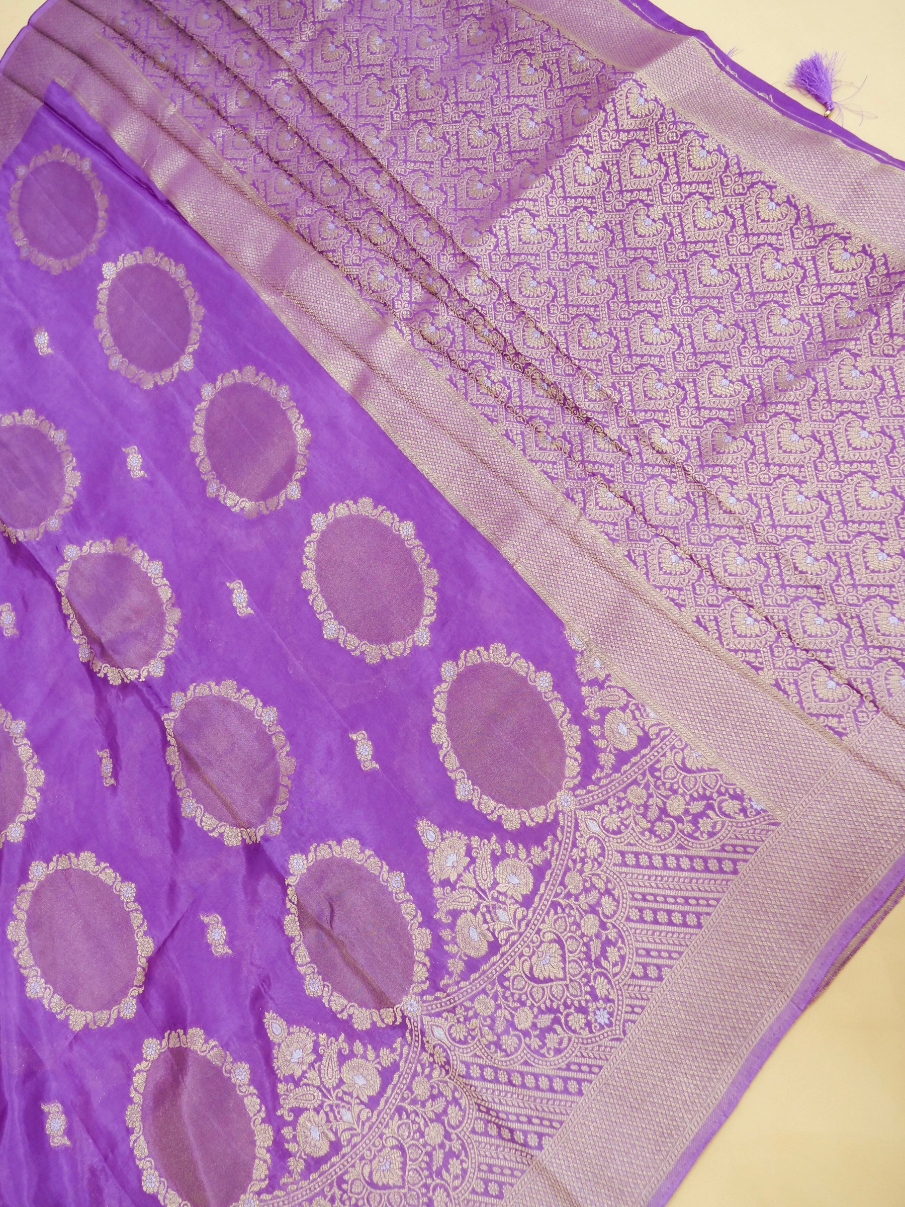 Purple Banarasi silk saree
