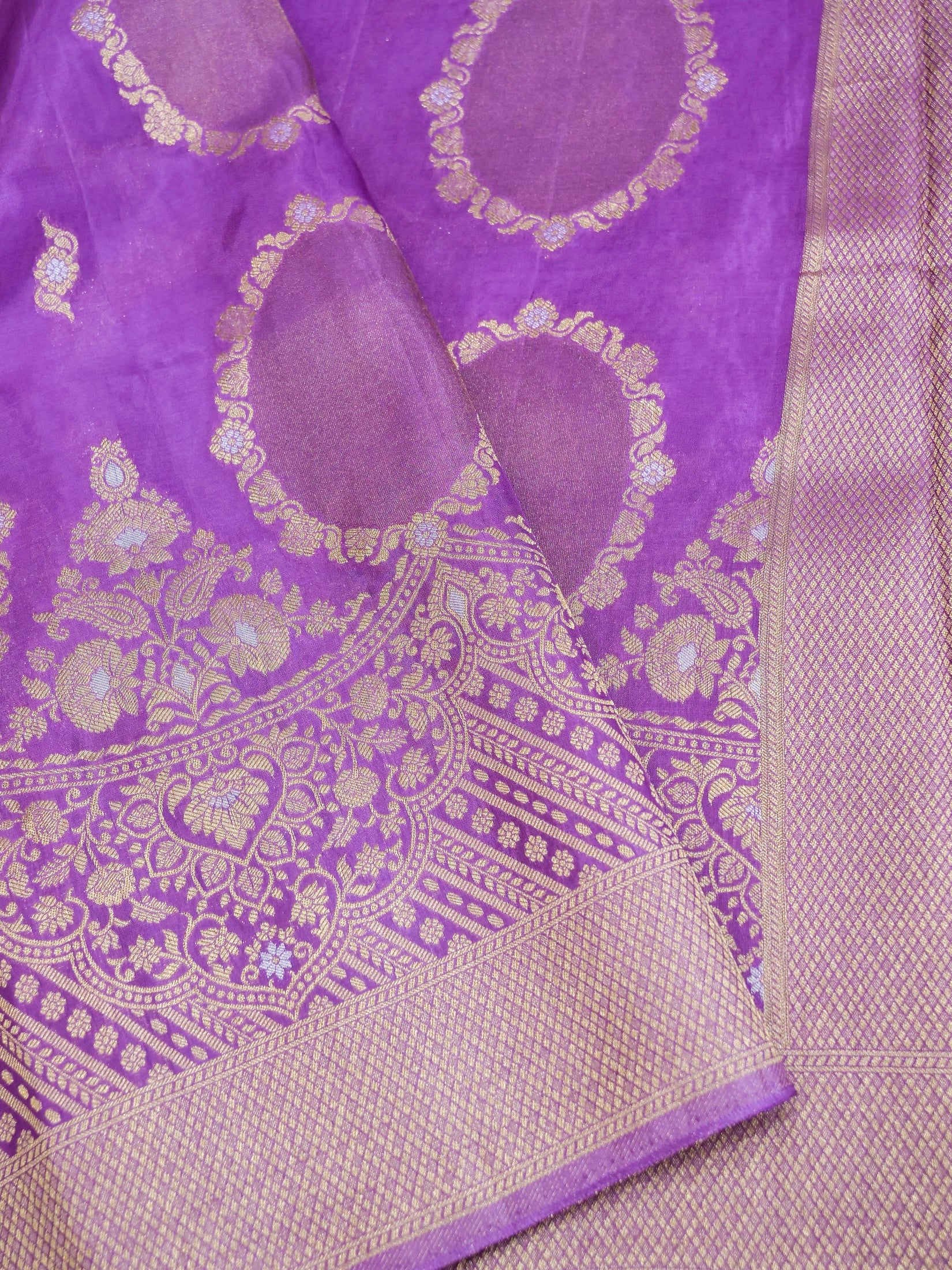 Purple Banarasi silk saree
