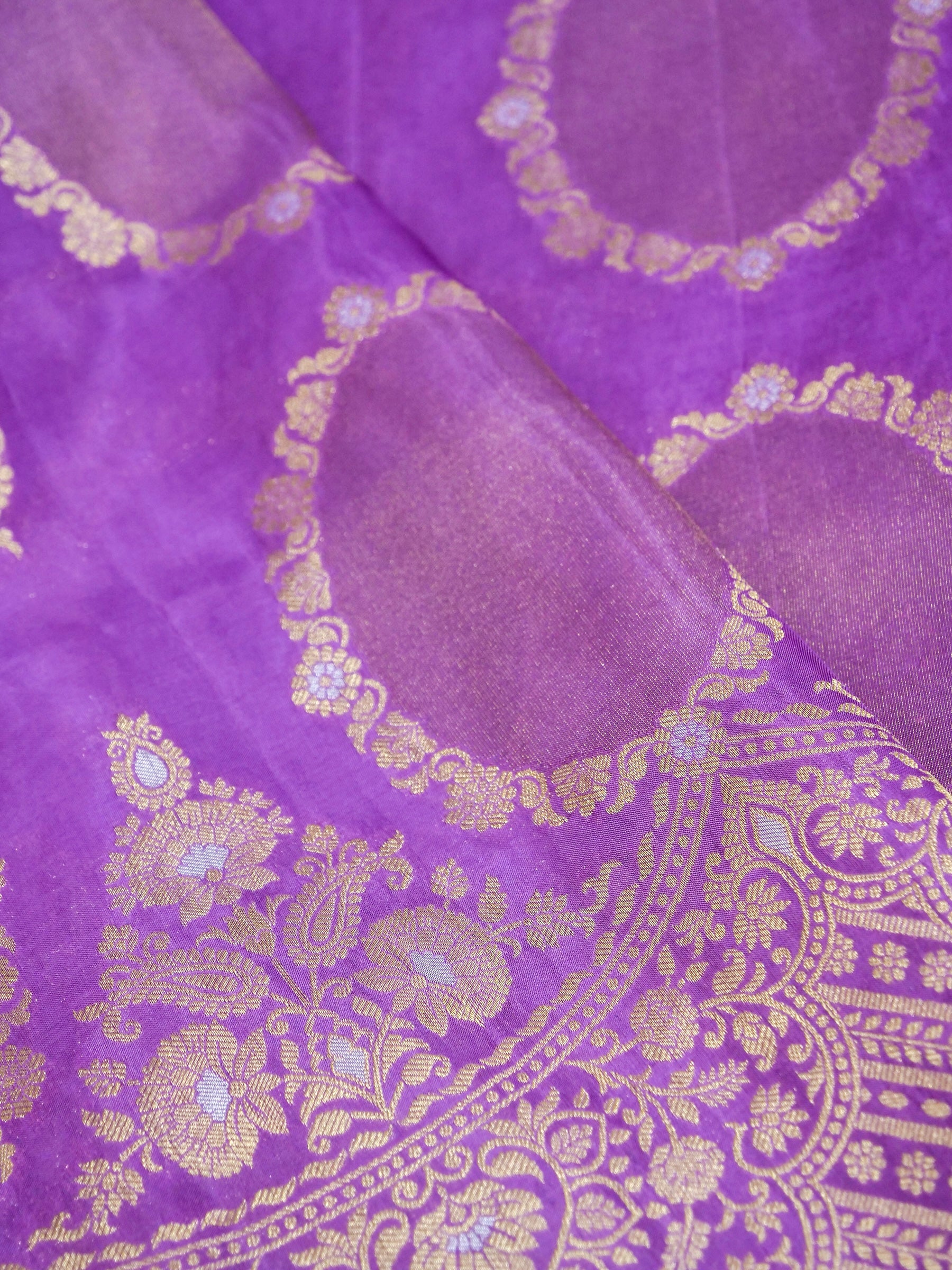 Purple Banarasi silk saree