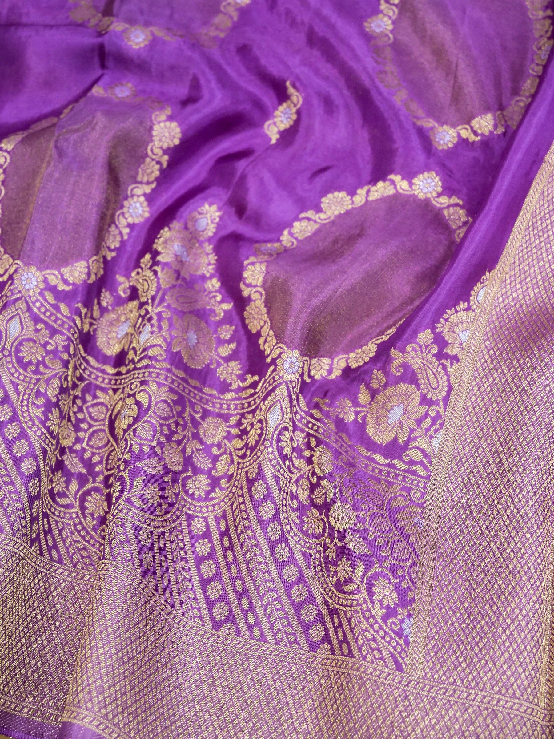 Purple Banarasi silk saree