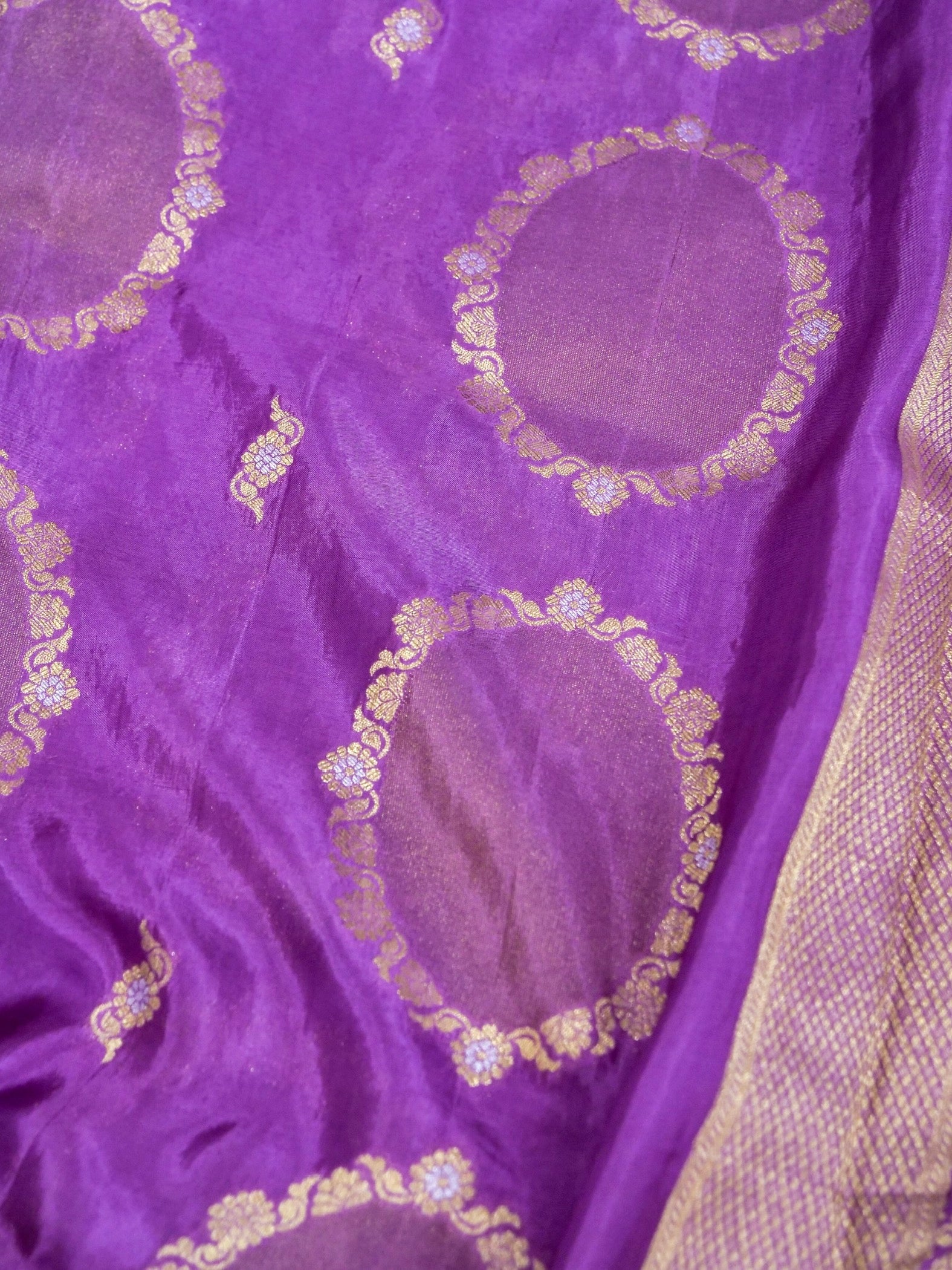 Purple Banarasi silk saree